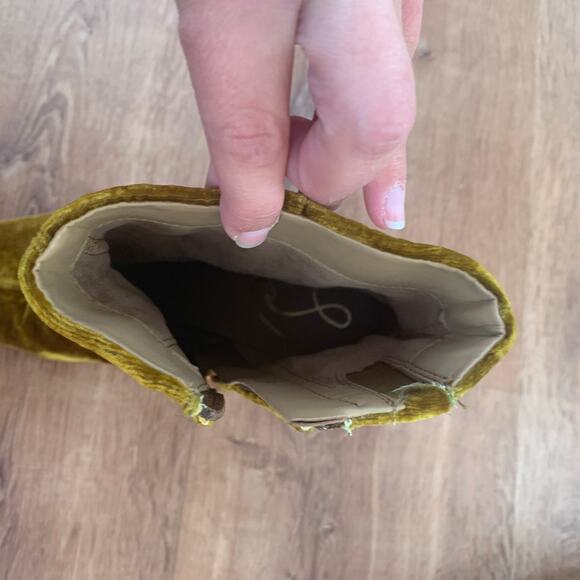 Sam Edelman Women’s Codie 2 Rust Velvet Ankle Bootie Sz 9 Square Toe Gold Green - Picture 8 of 10